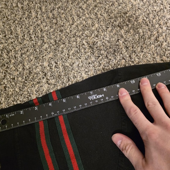 Vintage Gucci Set Mens 42 Denim Shorts & 4XL T Shirt Relaxed Fit Logo Stripe - Picture 6 of 16